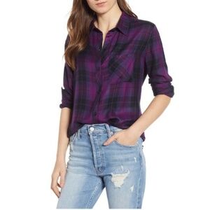 Rails Plaid Flannel Allison Button Purple Shirt